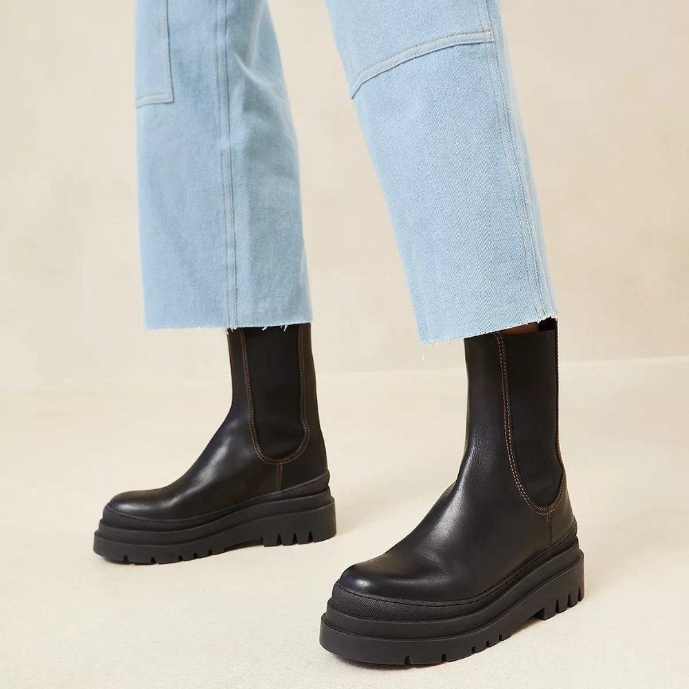 Loeffler Randall Carlota Black Pull On Chelsea Lug Boot - Picture 2 of 2